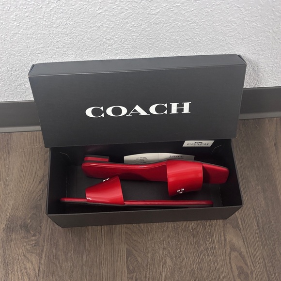 Coach Shoes - NWT & Box Coach W’s Sz 9 Sculpted C Flat Slip-On Sandals in Sport Red